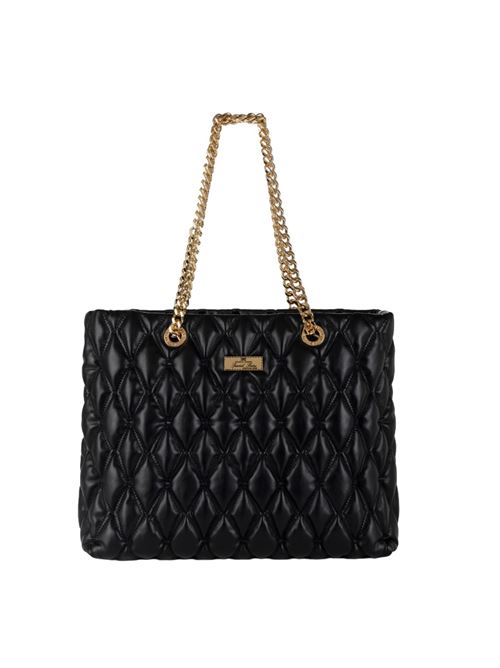 Shopper in tessuto embossed con manici in catena ELISABETTA FRANCHI | BS64A47E2.110